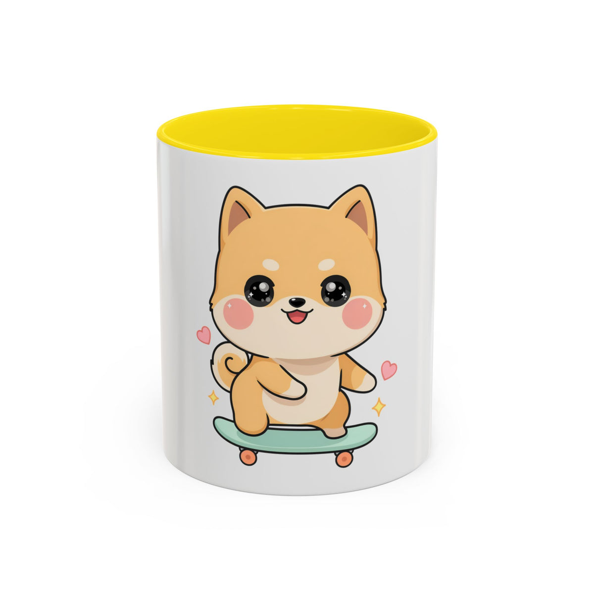 Kawaii Shiba Inu Skateboard Mug, Cute Accent Coffee Mug