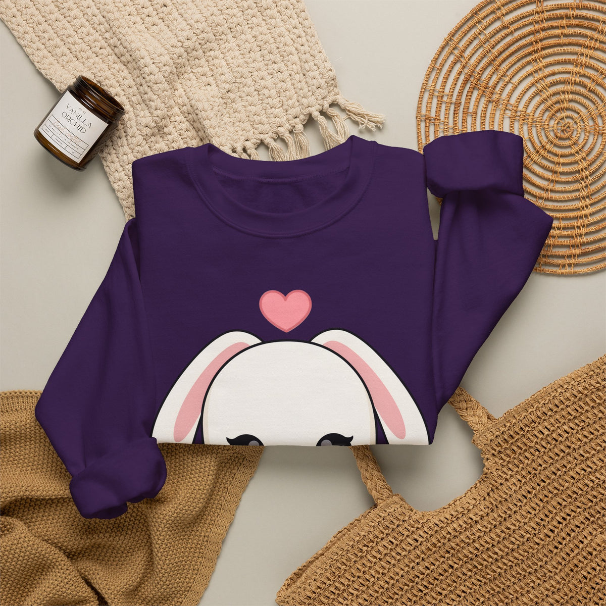 Kawaii Bunny Sweatshirt, Cozy Chibi Rabbit Crewneck