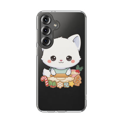 Christmas Fox Clear Phone Case, Kawaii Cookie Baker
