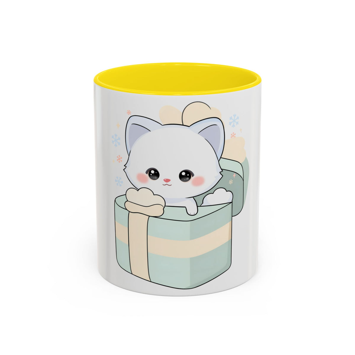 Kawaii Arctic Fox Mug, Cute Gift Box Accent Coffee Mug