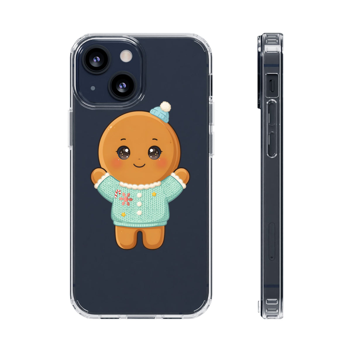 Kawaii Gingerbread Phone Case, Cute Christmas Sweater Cookie