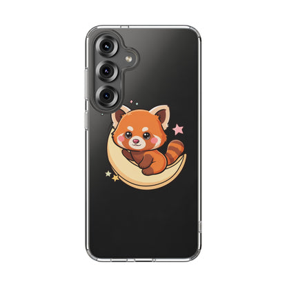 Red Panda Phone Case, Kawaii Moon Companion
