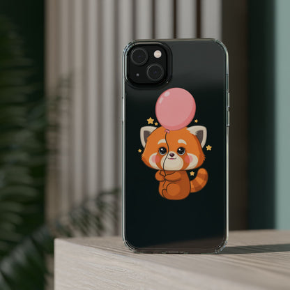 Kawaii Red Panda Clear Impact-Resistant Case with Balloon