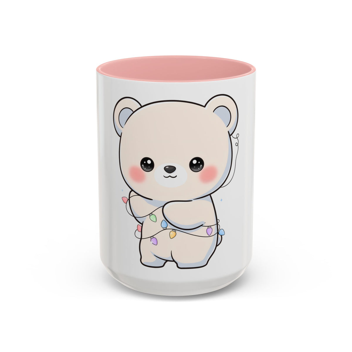 Kawaii Polar Bear Mug, Festive Holiday Gift