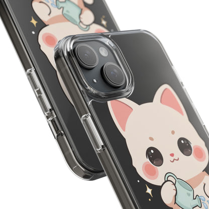 Kawaii Cat Phone Case, Cute Plant Lover Gift