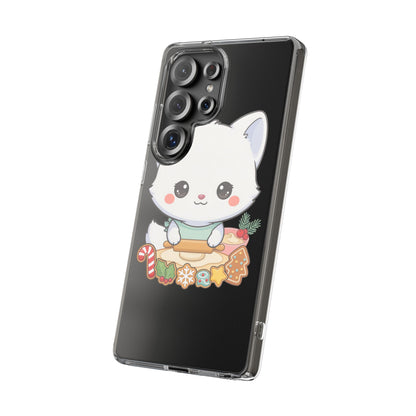 Christmas Fox Clear Phone Case, Kawaii Cookie Baker