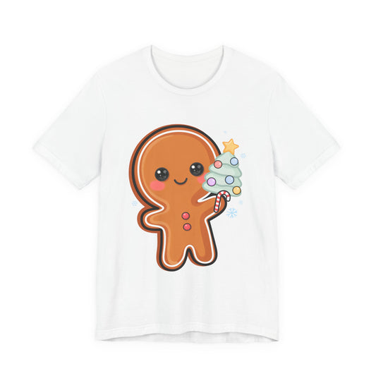 Kawaii Gingerbread Christmas Tee, Cute Holiday Unisex Shirt