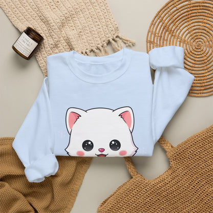 Kawaii Arctic Fox Sweatshirt, Cute Winter Animal Crewneck