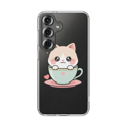 Kawaii Cat Phone Case, Cute Teacup Kitty Gift