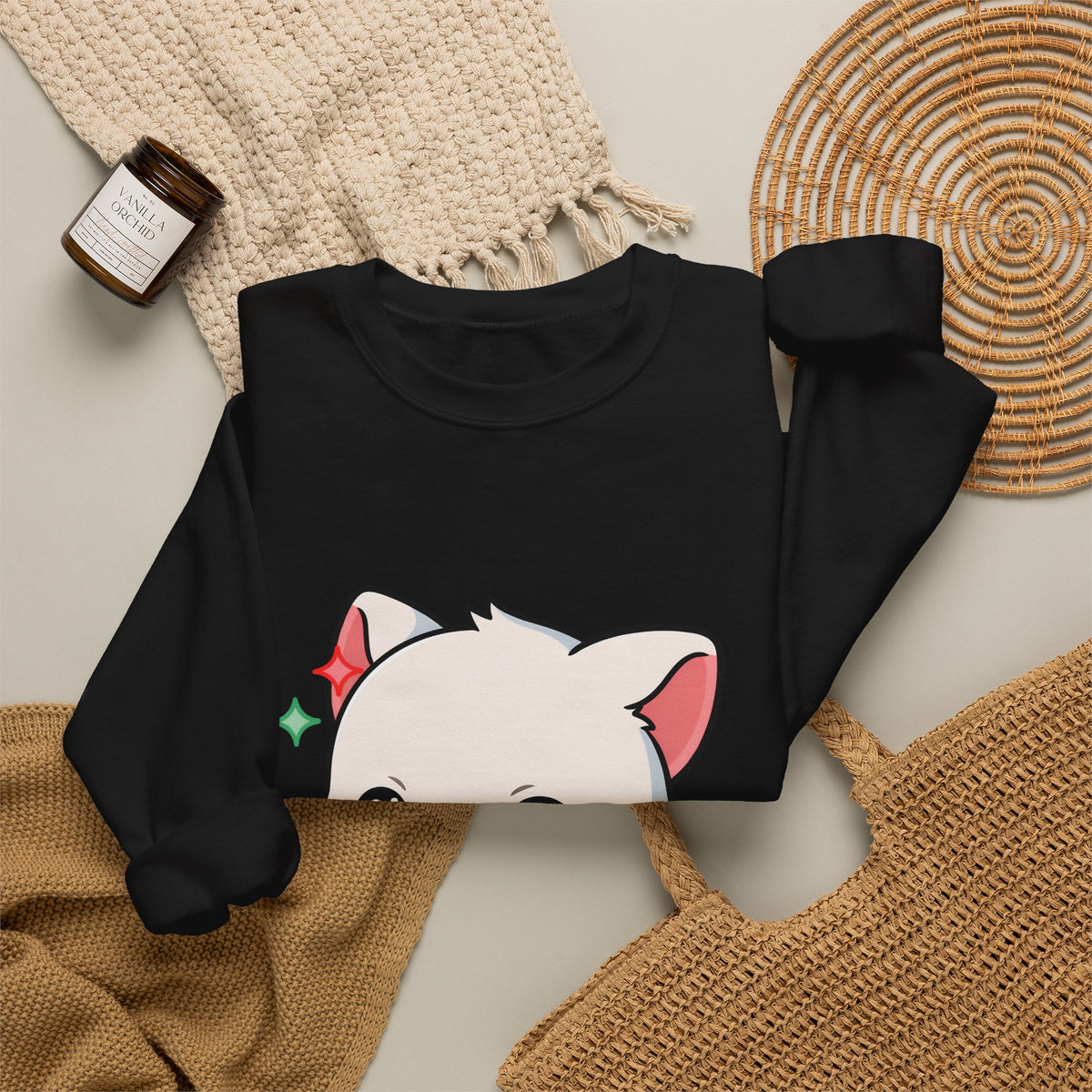 Kawaii Christmas Fox Sweatshirt, Cute Holiday Crewneck