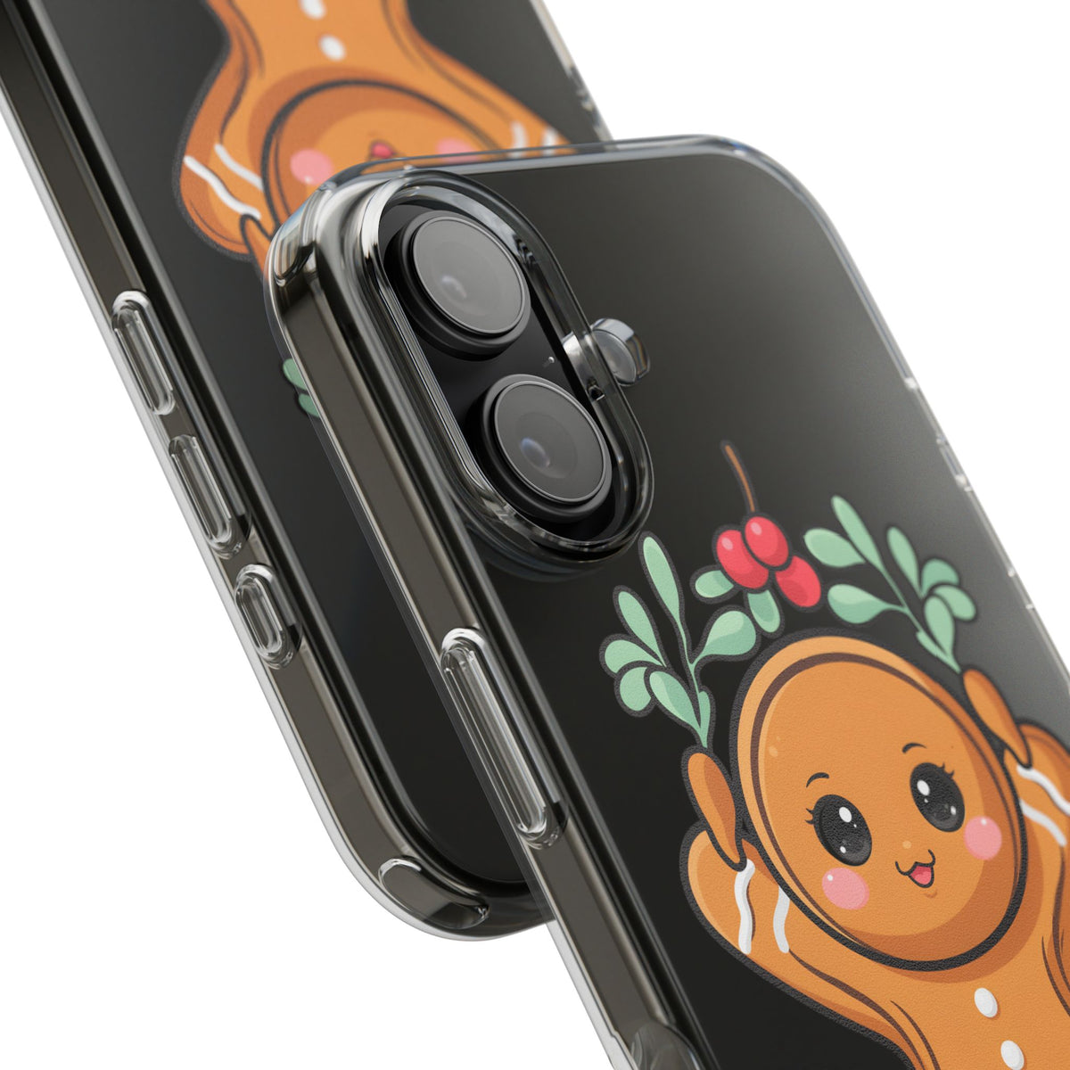 Kawaii Gingerbread Phone Case with Mistletoe Cheer
