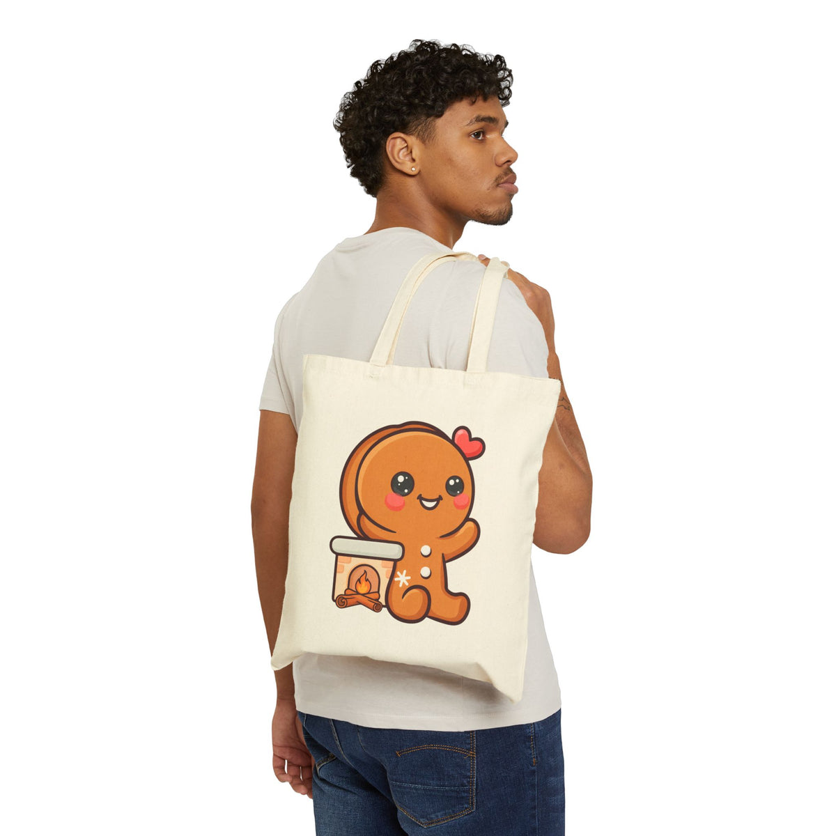 Gingerbread Christmas Tote Bag, Cute Kawaii Holiday Gift