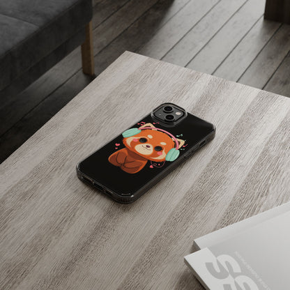 Red Panda Phone Case, Kawaii Music Lover Clear Case