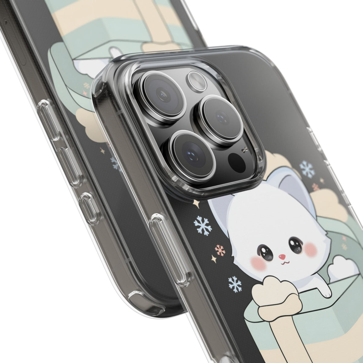 Kawaii Arctic Fox Clear Impact-Resistant Phone Case