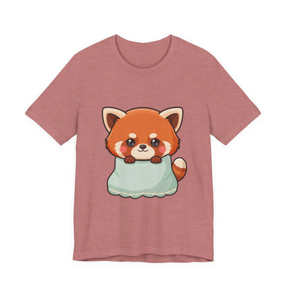 Kawaii Red Panda T-Shirt, Cozy Blanket Chibi Animal Tee
