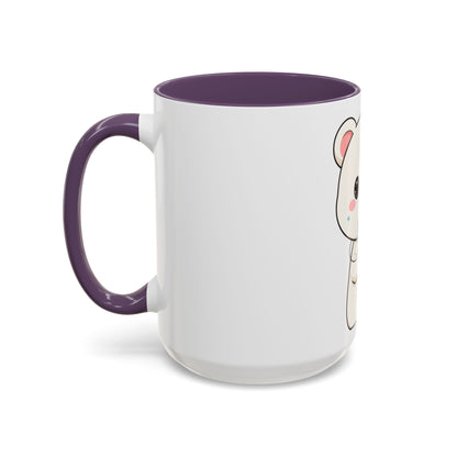 Kawaii Polar Bear Christmas Mug with Mistletoe