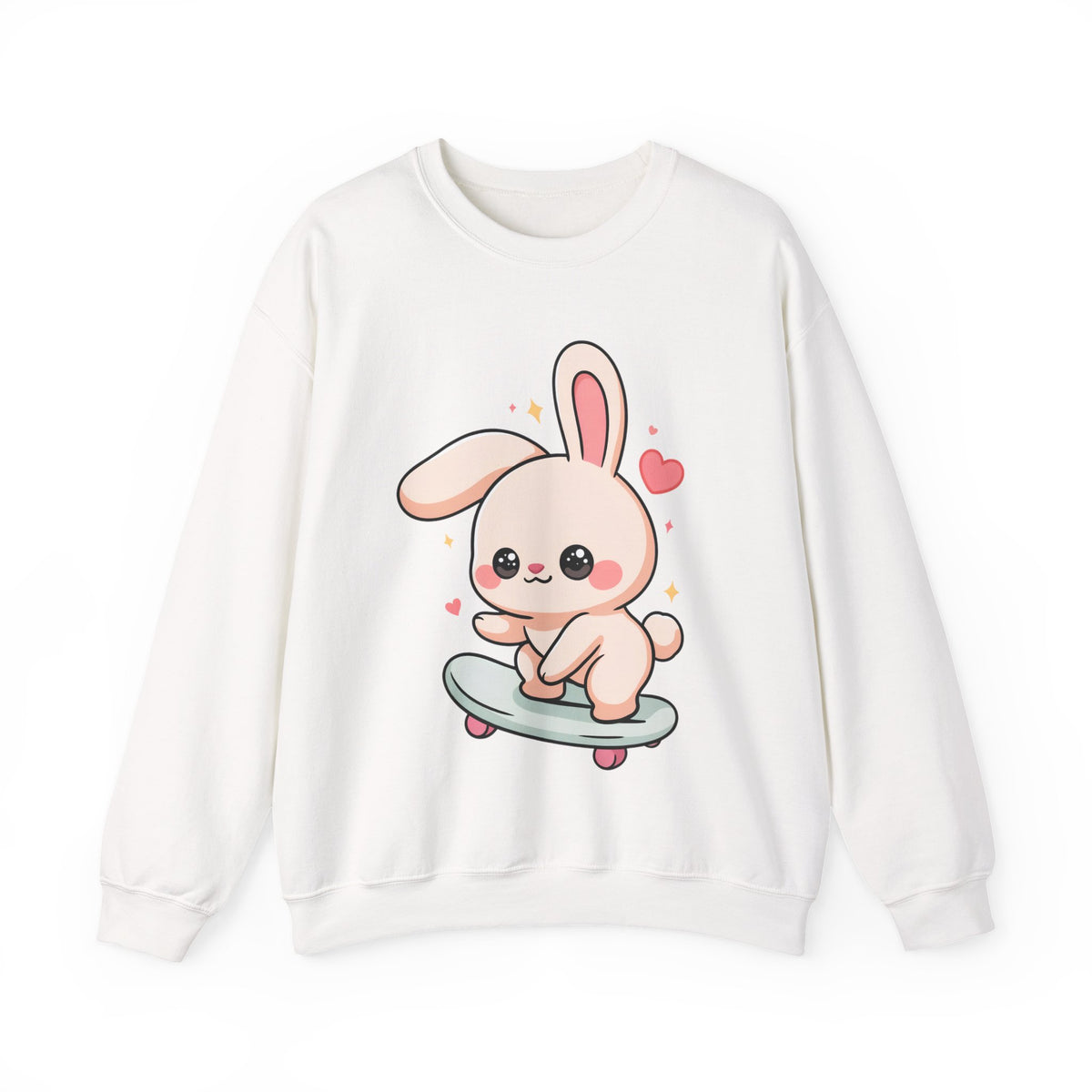 Kawaii Bunny Skateboard Sweatshirt, Cute Chibi Rabbit