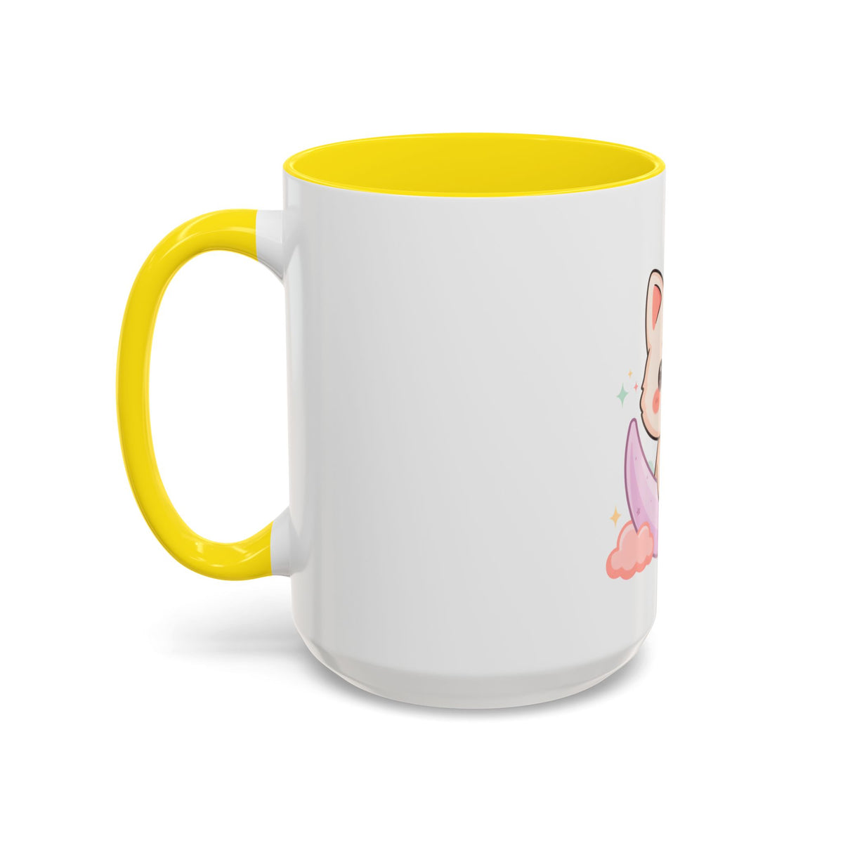 Kawaii Cat Moon Accent Coffee Mug, Cute Cat Lover Gift