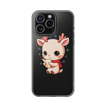 Christmas Reindeer Clear Impact-Resistant Phone Case