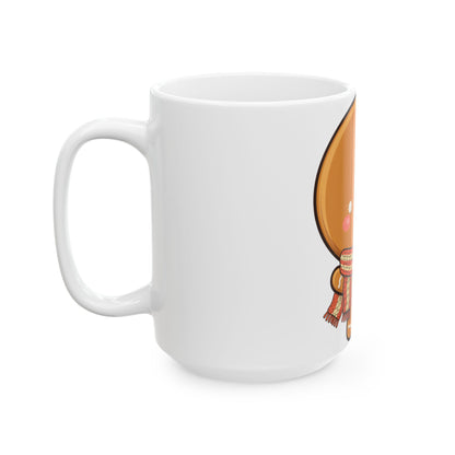 Gingerbread Man Christmas Mug, Cute Holiday Ceramic Coffee Cup