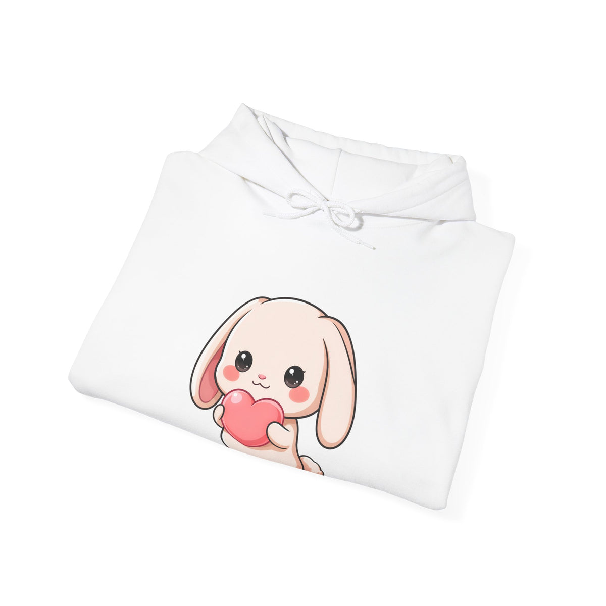 Kawaii Bunny Heart Hoodie, Cute Unisex Heavy Blend Sweatshirt