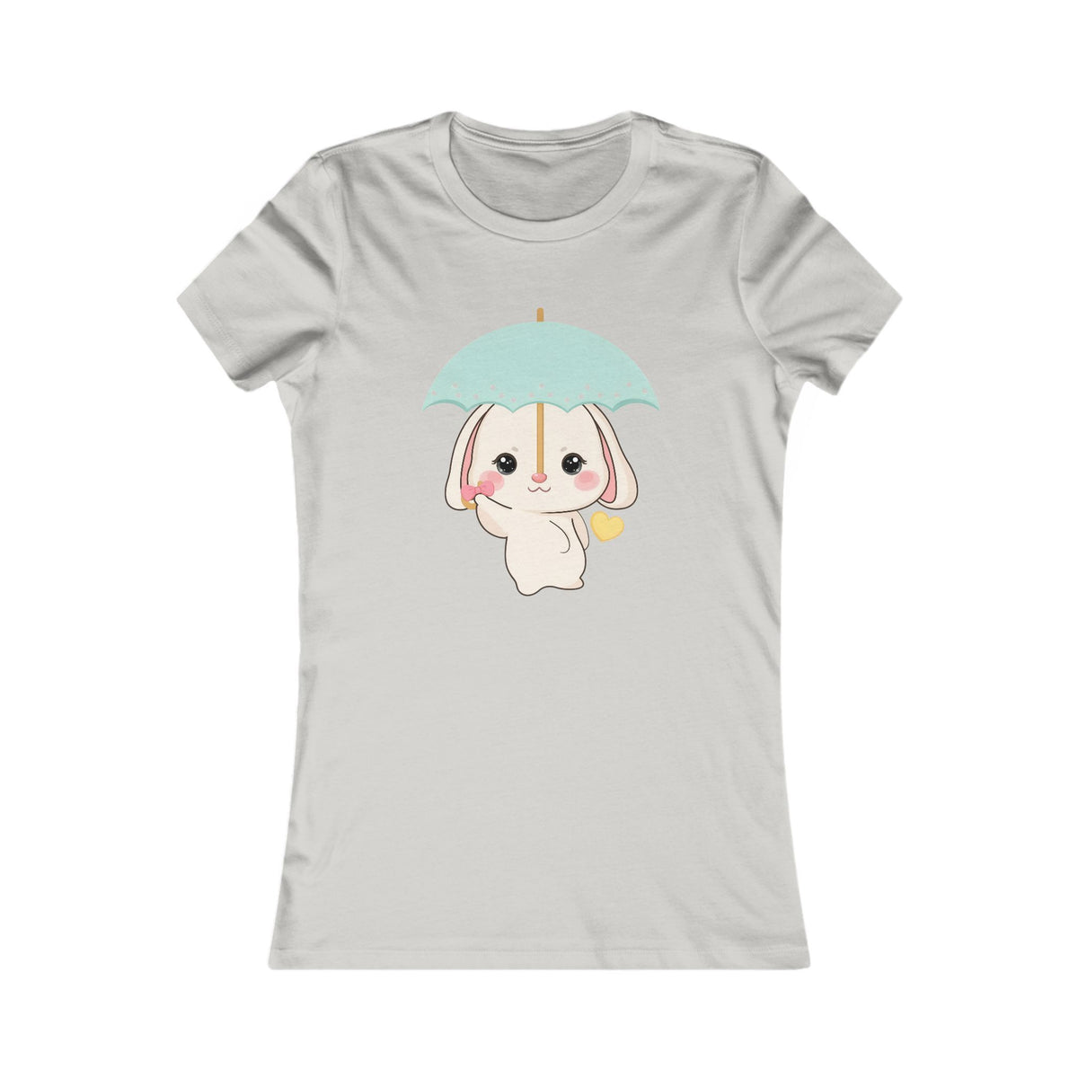 Kawaii Bunny T-Shirt: Sweet Umbrella Day
