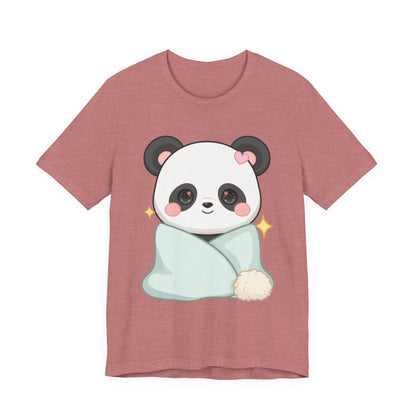 Kawaii Panda T-Shirt, Cozy Blanket Chibi Animal Tee