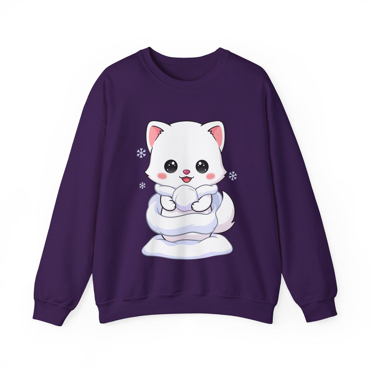 Kawaii Arctic Fox Sweatshirt, Cute Winter Animal Crewneck