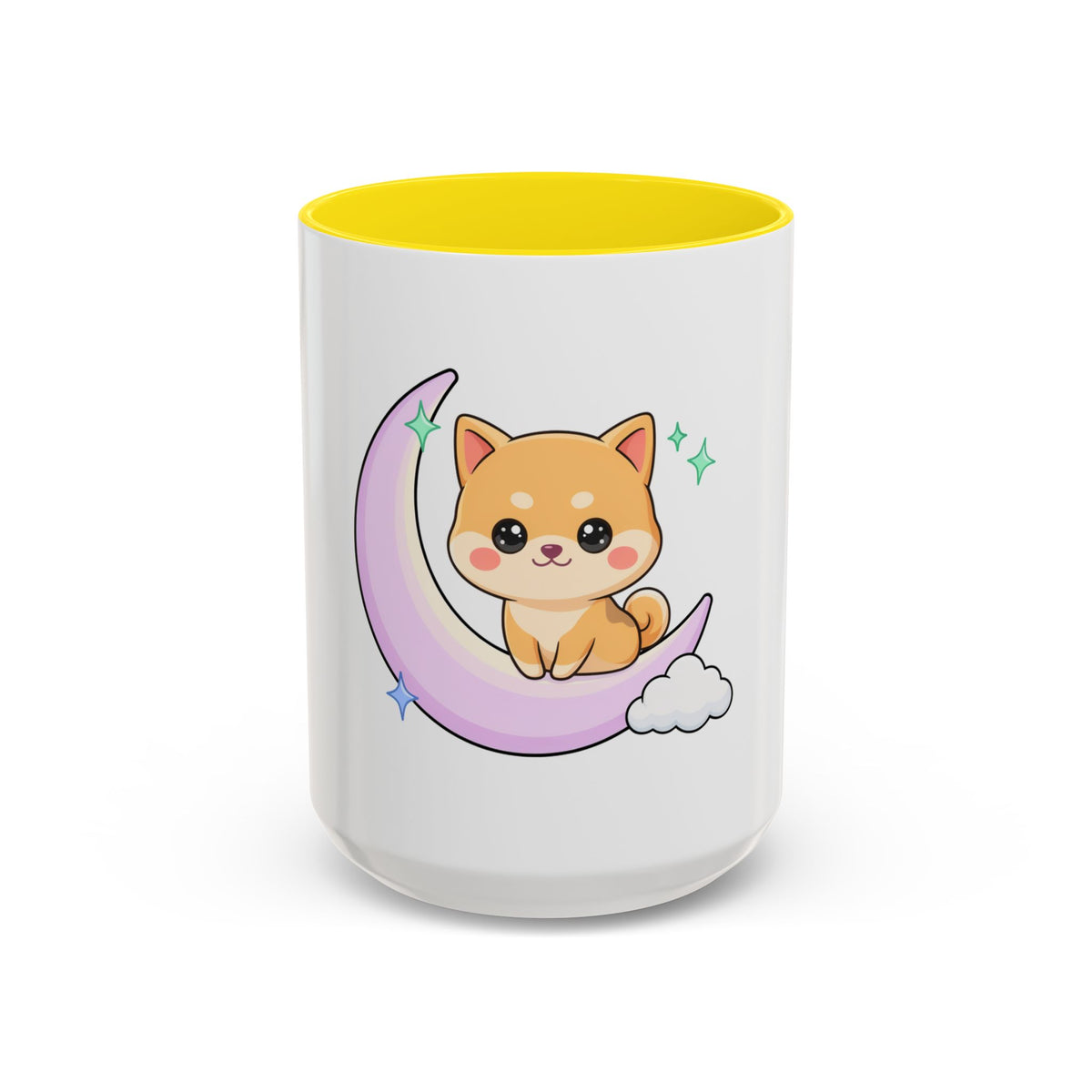 Kawaii Shiba Inu Accent Coffee Mug, Moon Puppy Gift