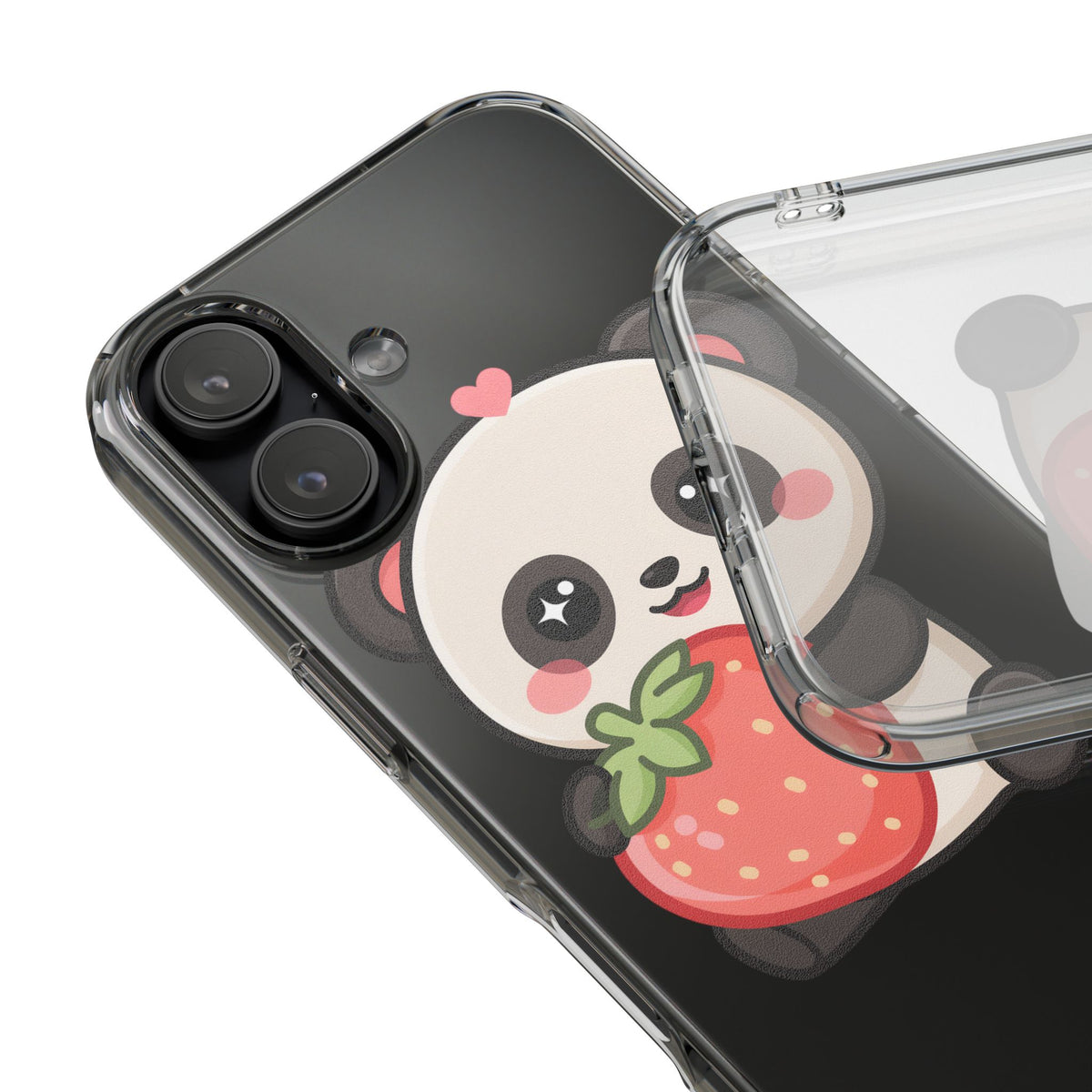 Kawaii Panda Phone Case, Sweet Strawberry Gift
