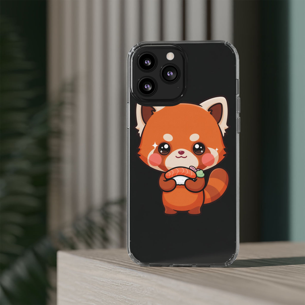 Red Panda Sushi Phone Case, Cute Kawaii Clear Case