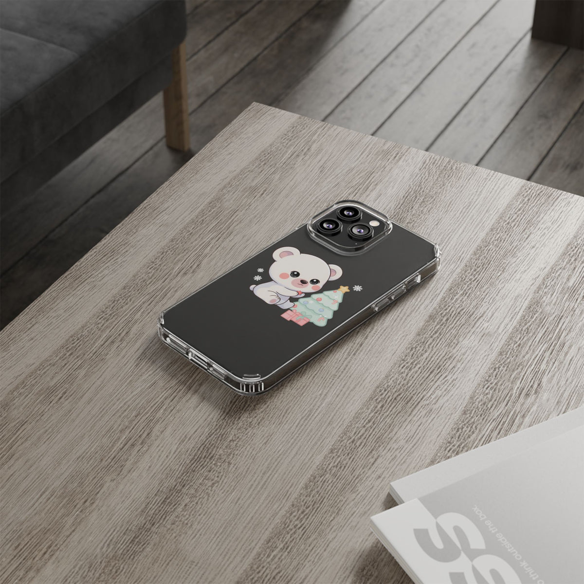 Christmas Polar Bear Phone Case, Kawaii Holiday Accessory