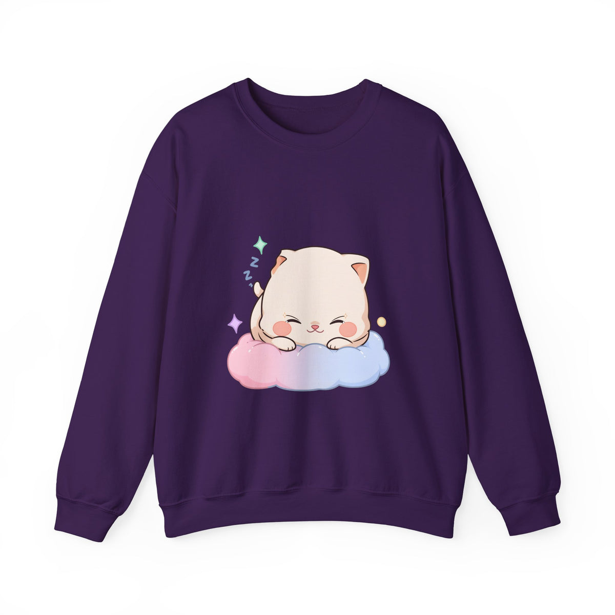 Kawaii Sleeping Cat Sweatshirt, Cozy Cloud Cat Crewneck