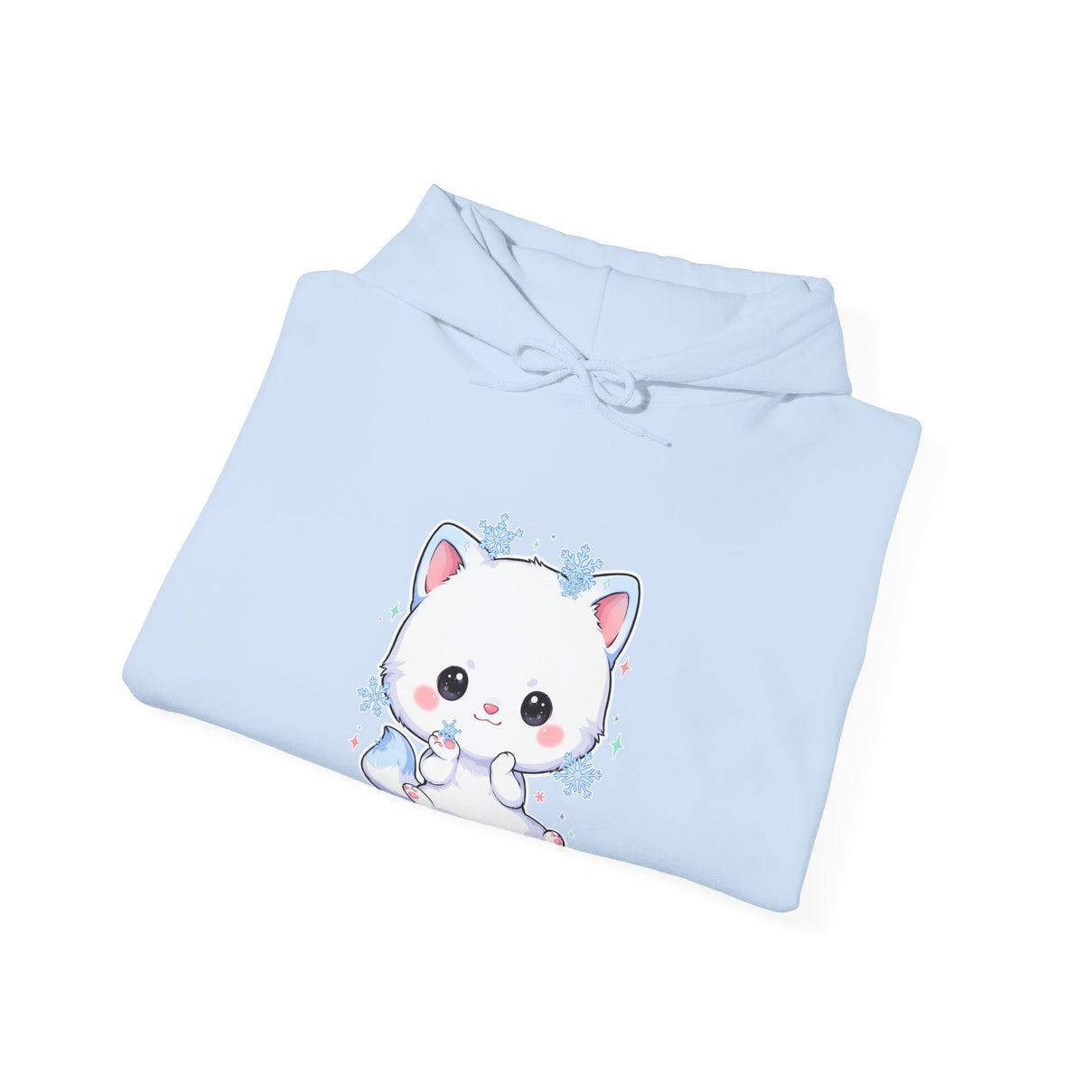 Kawaii Arctic Fox Hoodie, Cute Snowflake Fox Sweatshirt