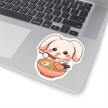 Kawaii Ramen Bunny Kiss-Cut Sticker for Cute Food Lovers