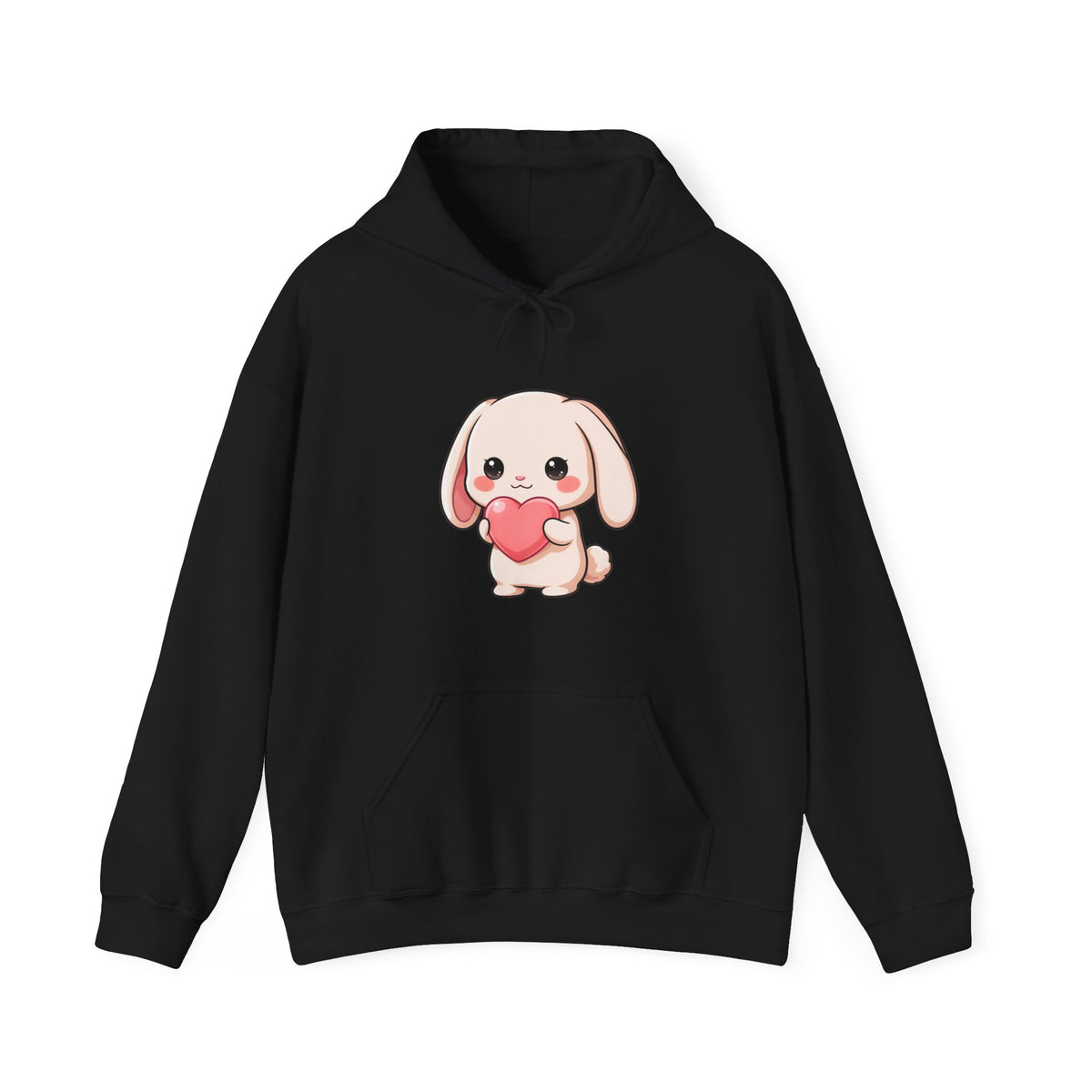 Kawaii Bunny Heart Hoodie, Cute Unisex Heavy Blend Sweatshirt