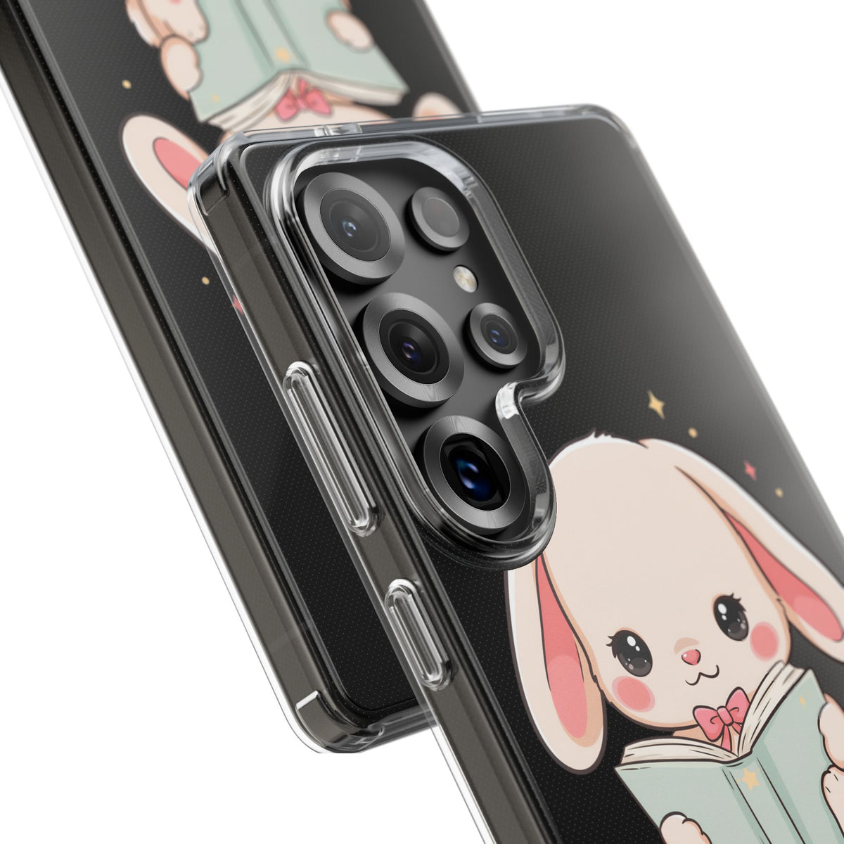 Kawaii Reading Bunny Clear Impact-Resistant Case