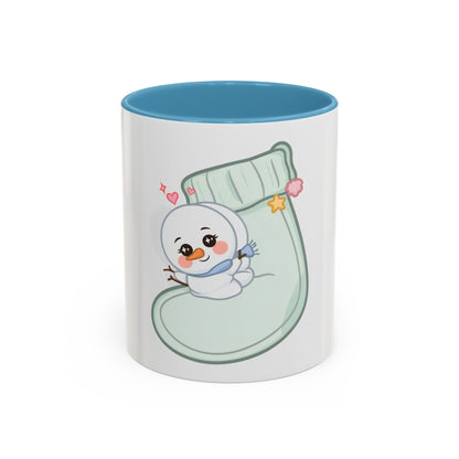 Christmas Snowman Accent Coffee Mug, Cute Holiday Gift