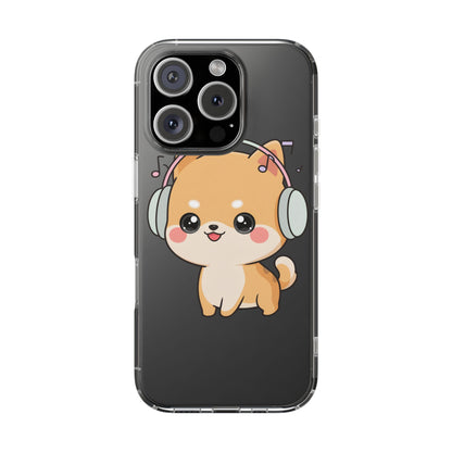 Kawaii Shiba Inu Phone Case – Music Lover Clear Case
