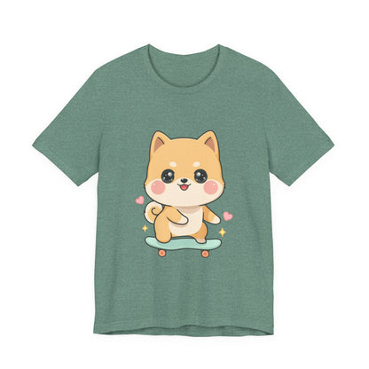 Kawaii Shiba Inu Skateboarder Tee for Dog Lovers