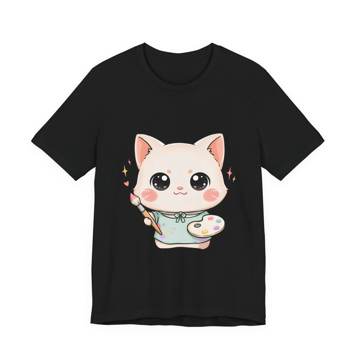 Kawaii Cat Artist T-Shirt for Creative Cat Lovers