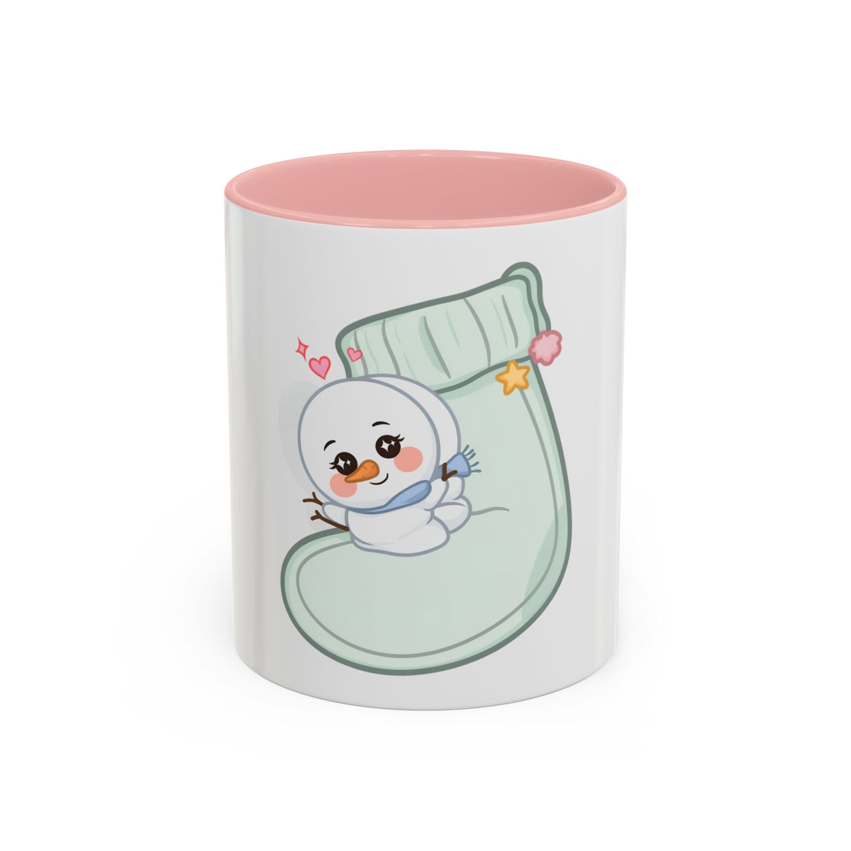 Christmas Snowman Accent Coffee Mug, Cute Holiday Gift