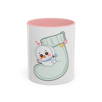 Christmas Snowman Accent Coffee Mug, Cute Holiday Gift