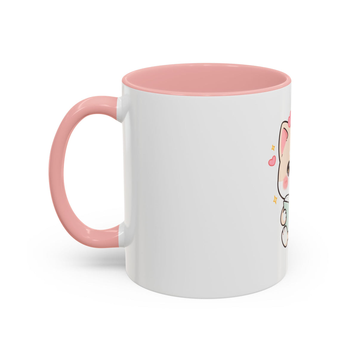 Kawaii Cat Reading Mug, Cute Book Lover Accent Coffee Mug