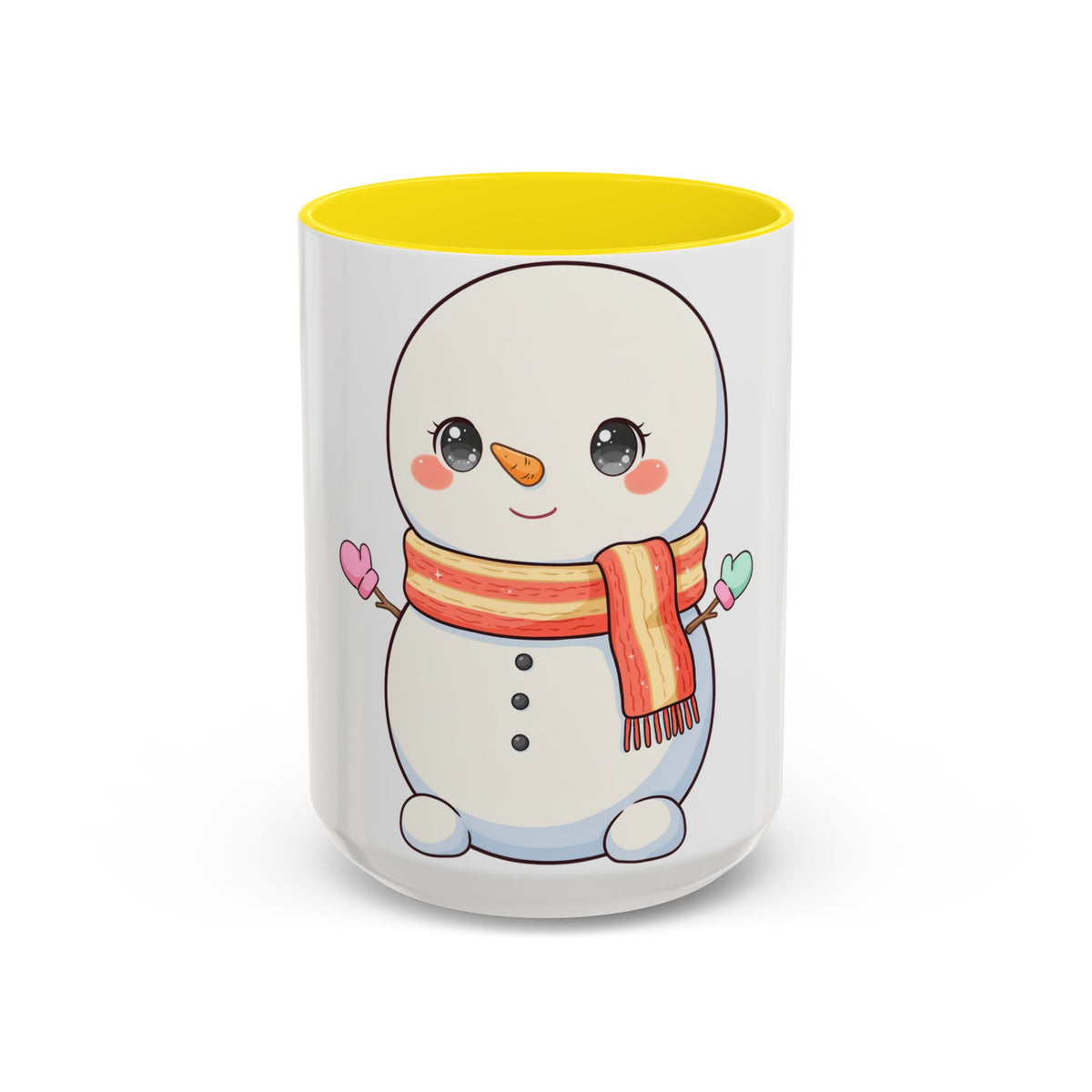 Kawaii Snowman Christmas Mug, Cute Holiday Accent Coffee Mug