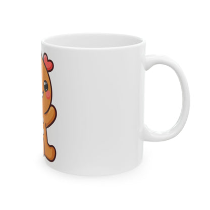Kawaii Gingerbread Mug with Cozy Fireplace Charm