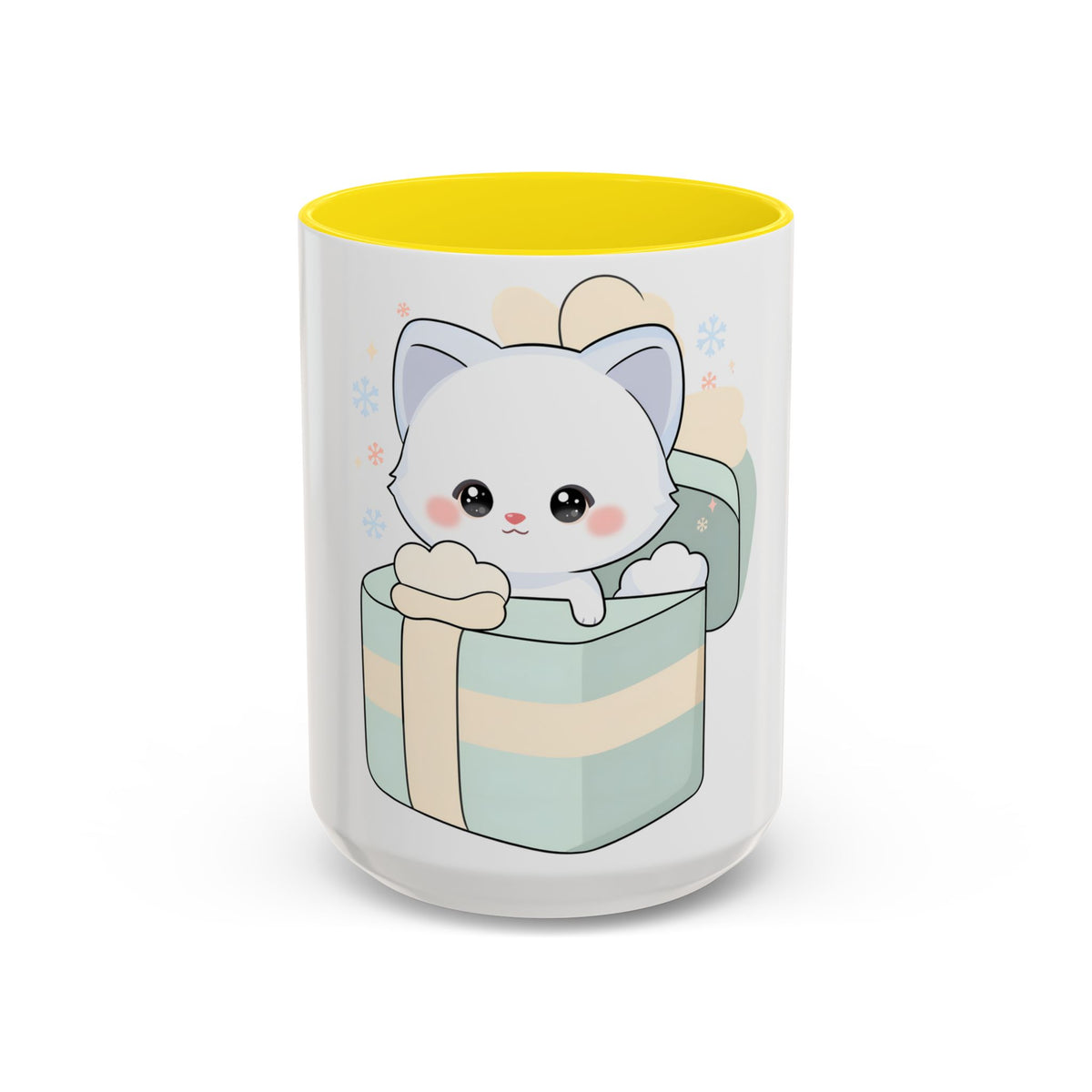 Kawaii Arctic Fox Mug, Cute Gift Box Accent Coffee Mug