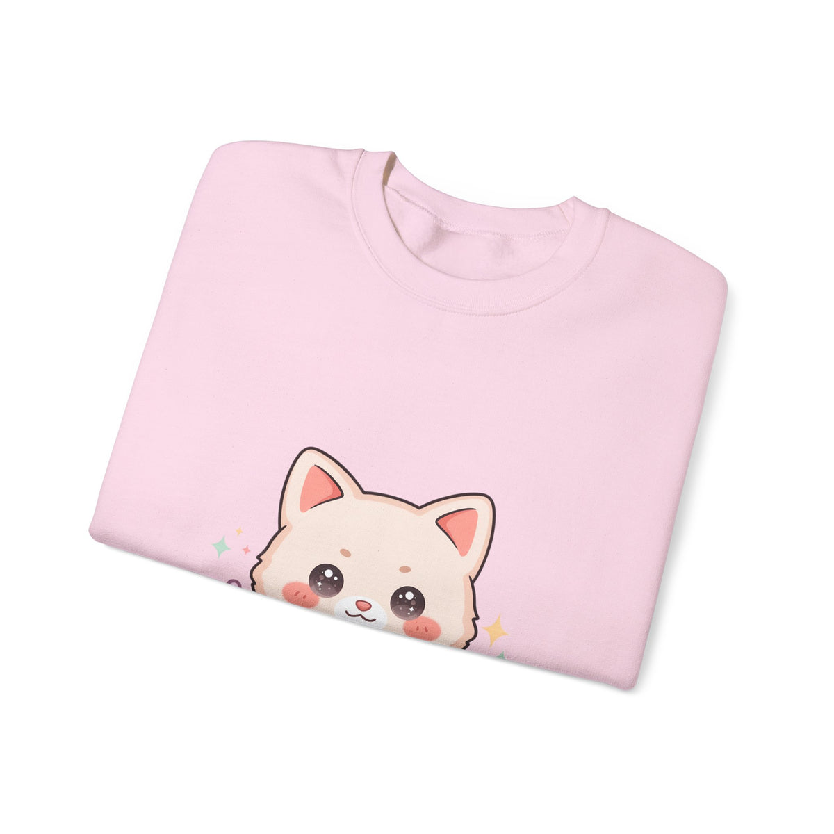 Kawaii Cat Sweatshirt, Cute Crescent Moon Kitten