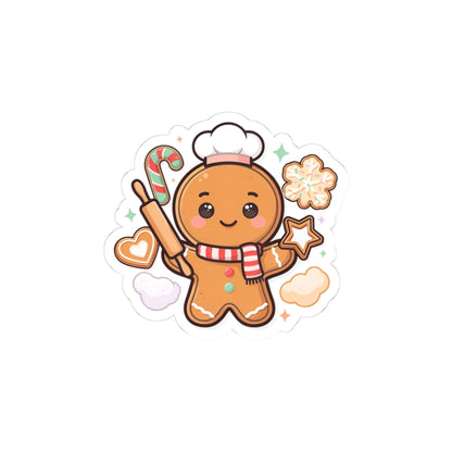 Kawaii Gingerbread Baker Christmas Kiss-Cut Sticker