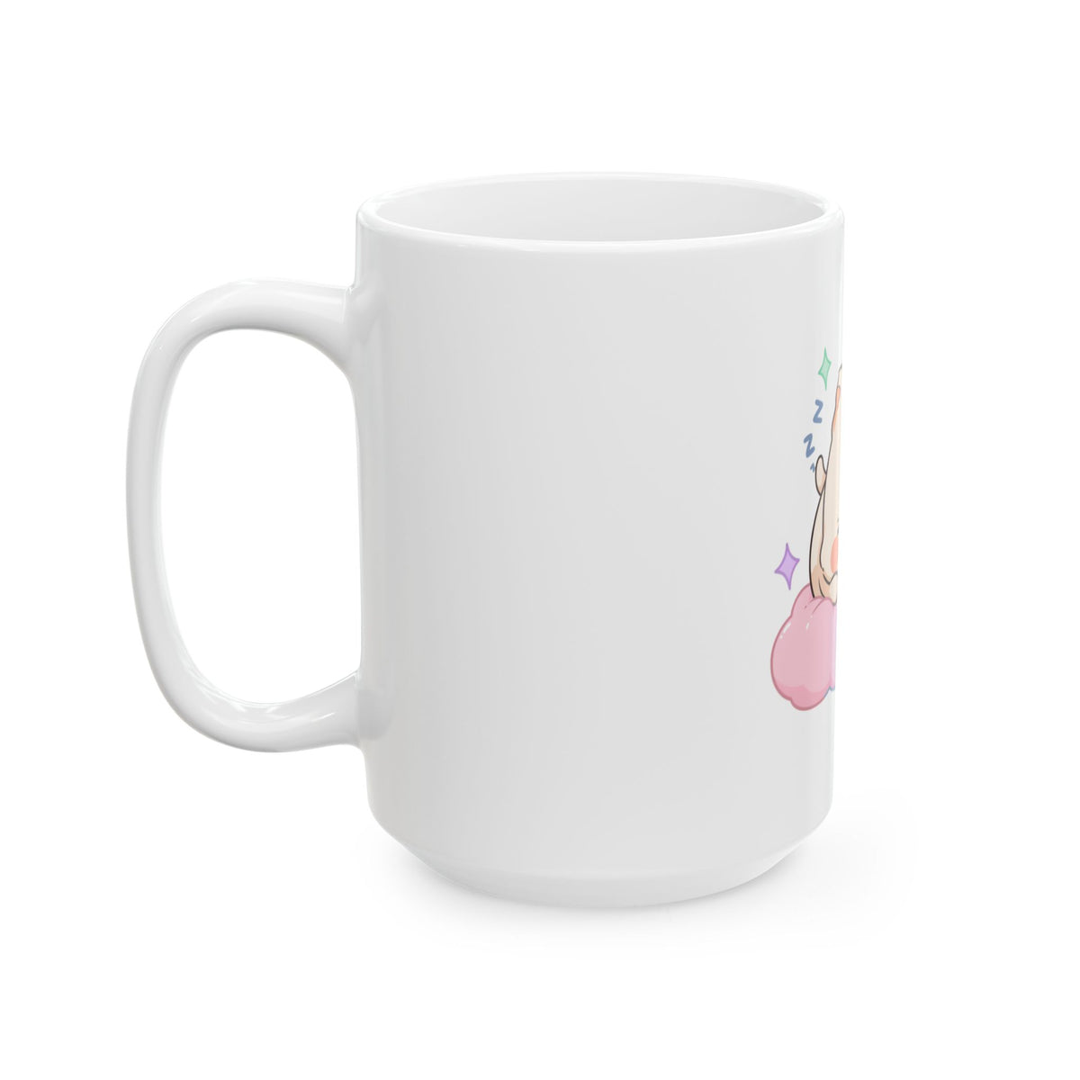Kawaii Sleeping Cat Mug, Cute Cloud Cat Ceramic Cup
